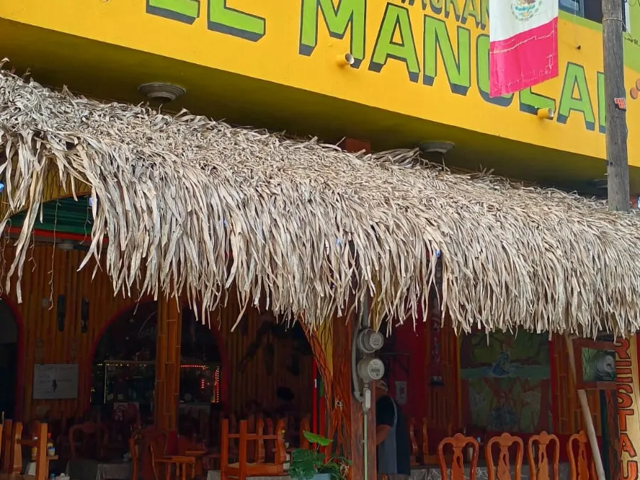 Fachada con palapa de Restaurante El Manglar en Tecolutla